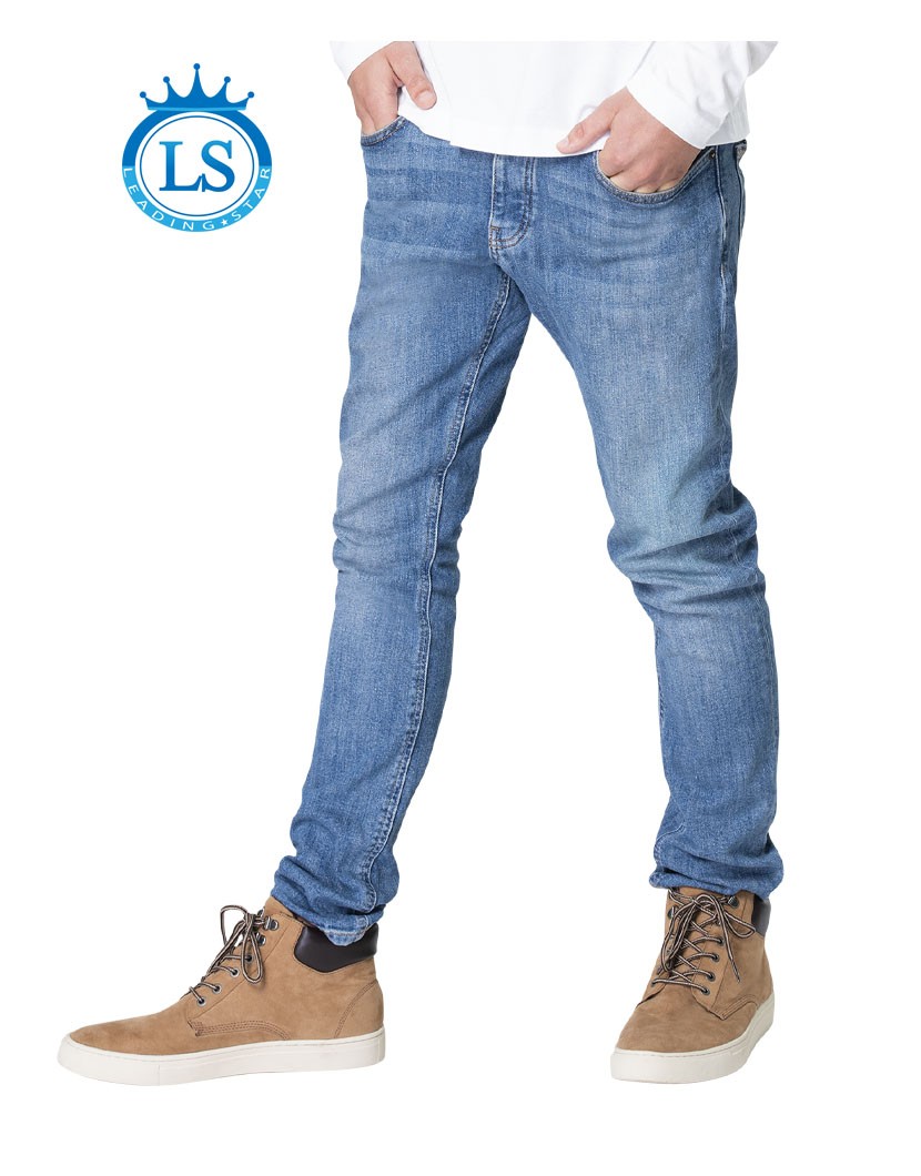 LS Men's Straight Jeans (Men's Long Blue Denim Pants)